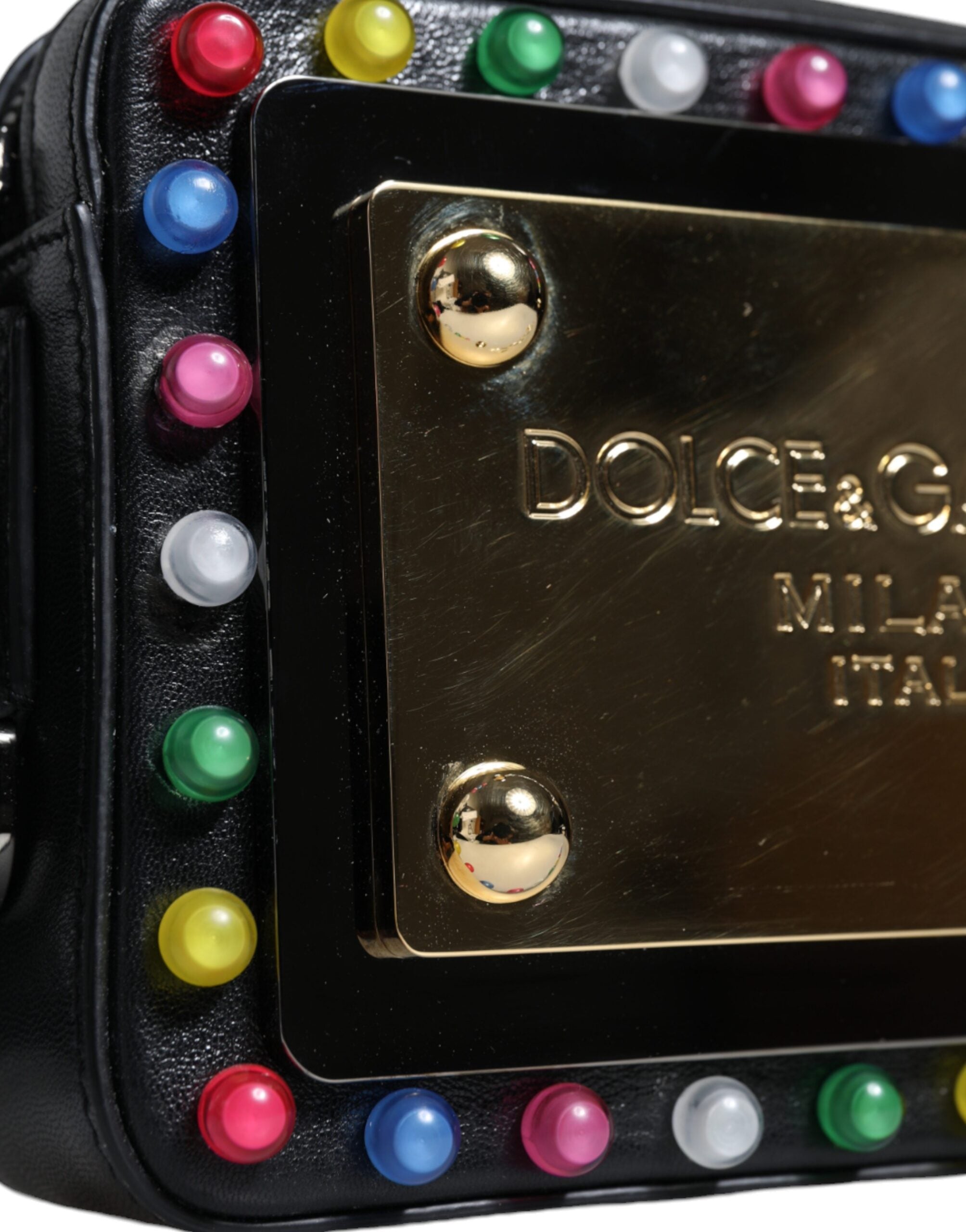 Dolce & Gabbana Siyah Deri LED Logolu Kemer Bel Çantası